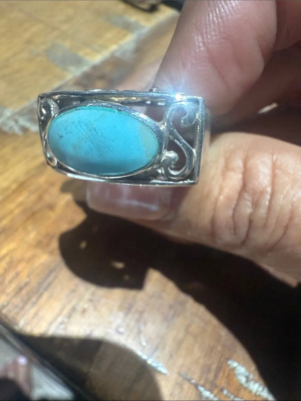 Sterling Silver Turquoise Oval Statement Ring - Blue 33m size 9